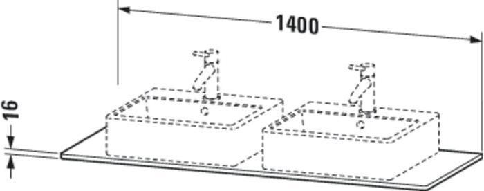 Actual product image Duravit XSQUARE console with 2 cut-outs 16x1400x550mm fla gr hgl