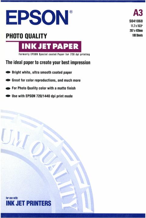 Actual product image Epson Photo Quality Ink Jet Paper, 100 sheets (104 g/m², A3, 100 x)