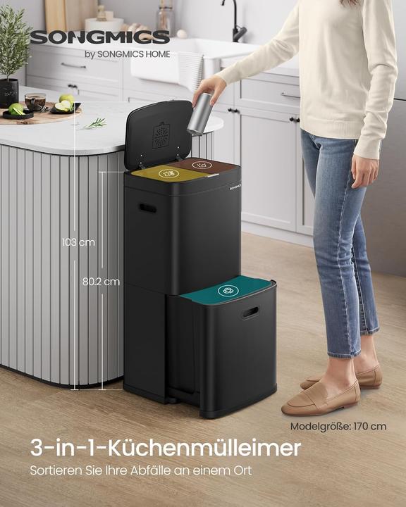 Produktbild Songmics Mülleimer für die Küche (2 x 10 L und 30 L) (50 l)