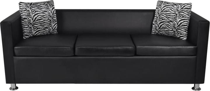 Produktbild VidaXL Sofa 3-Sitzer Kunstleder Schwarz (3-Sitzer)