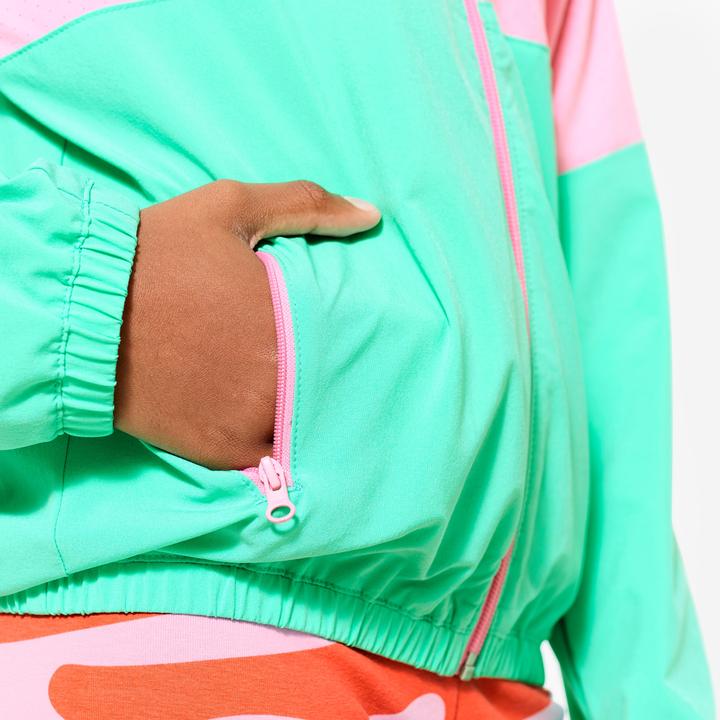 Produktbild Domyos Trainingsjacke Kinder leicht atmungsaktiv - rosa/blau