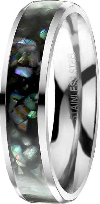 Star Piercing Ring silber mittig Abalonestreifen (Chirurgenstahl 316L, Organisch, ohne Messing)