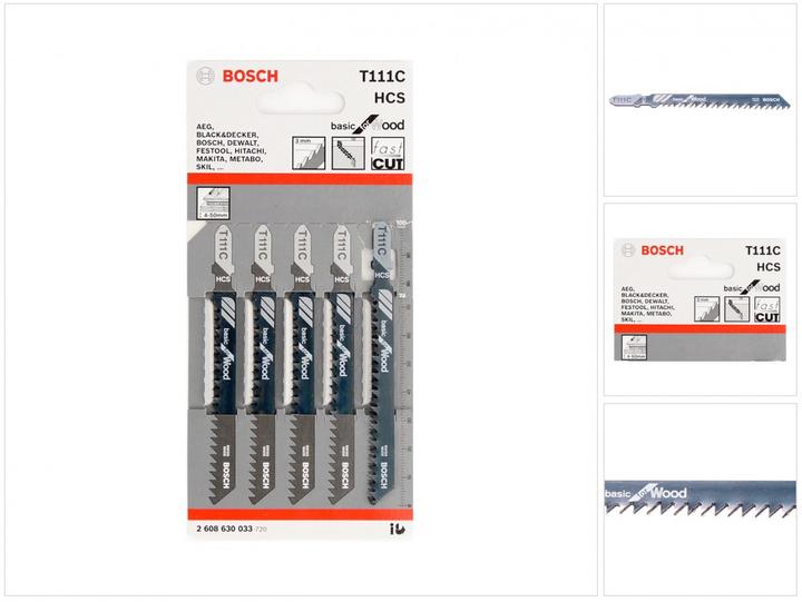 Image du produit Bosch Professional Zubehör Lame de scie sauteuse T 111 C Basic for Wood, pack de 5