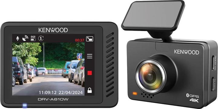Kenwood DRV-A610W 4K UHD DashCam 12/24V/App/ 64GB microSD (Built-in display, Wi-Fi, Night vision, GPS receiver, Accelerometer, Built-in microphone)