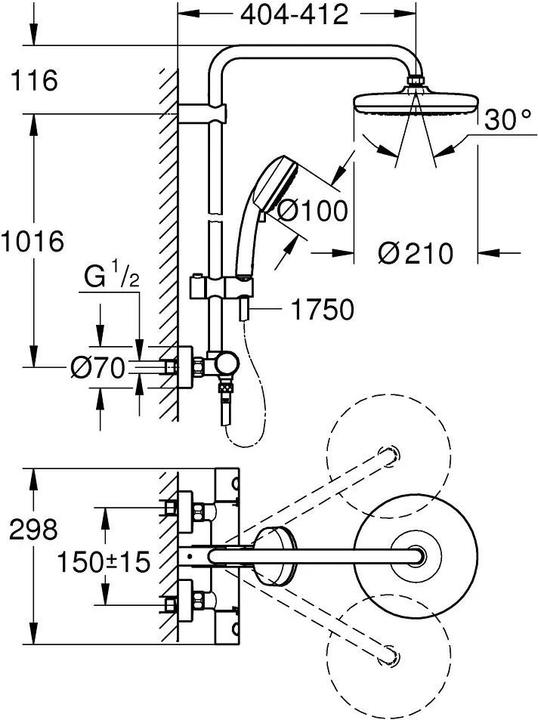Produktbild Grohe Tempesta Cosmopolitan System 210 Duschsystem