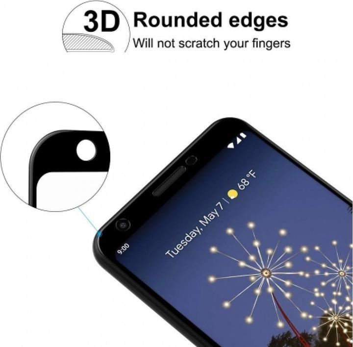 Actual product image Screenguard Google Pixel 3a Full Screen Protective Glass Film 2.5D 9H (1 Piece, Google Pixel 3a)