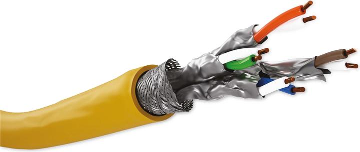 Produktbild Goobay GHMT-zertifiziertes CAT 8.1 Verlegekabel, S/FTP PiMF, Gelb (S/FTP, CAT8.1, 100 m)