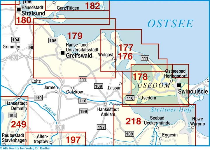 Produktbild Doktor Barthel Karte Insel Usedom, Ahlbeck, Heringsdorf, Bansin, Swinemünde und Umgebung