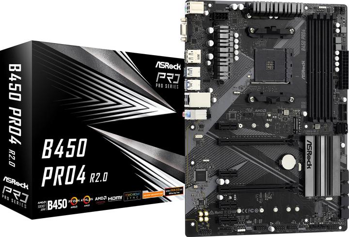 Image du produit AsRock Carte mère B450M Pro4 2.0 (AM4, AMD B450, mATX)