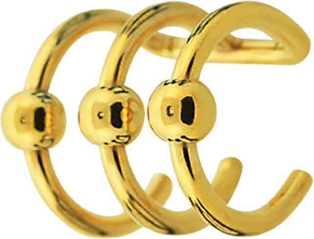 Star Piercing Fake Ear Cuff vergoldet mit 3 Ringen und Kugel (Chirurgenstahl 316L mit 3 Ringen und Kugel)