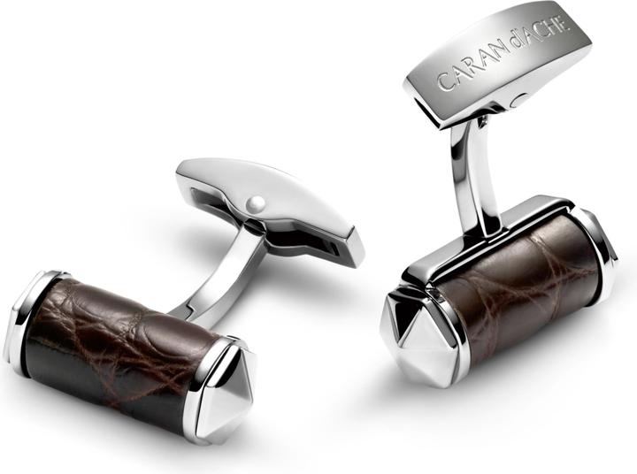 Caran d'Ache Manschettenknöpfe Alligator Braun Edelst. (Rostfreier Stahl)