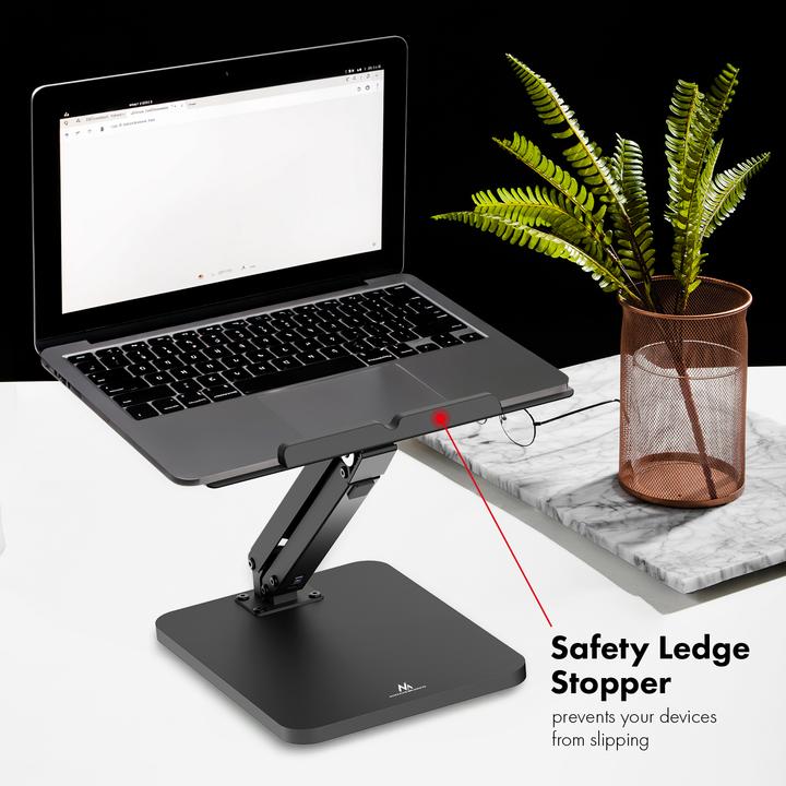 Actual product image Maclean desk stand for monitor or laptop gas spring for standing and sitting work black MC-493