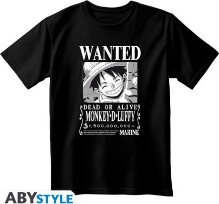 ABYstyle One Piece T-Shirt (XS) Unisex Black: Wanted Luffy BW (XS)