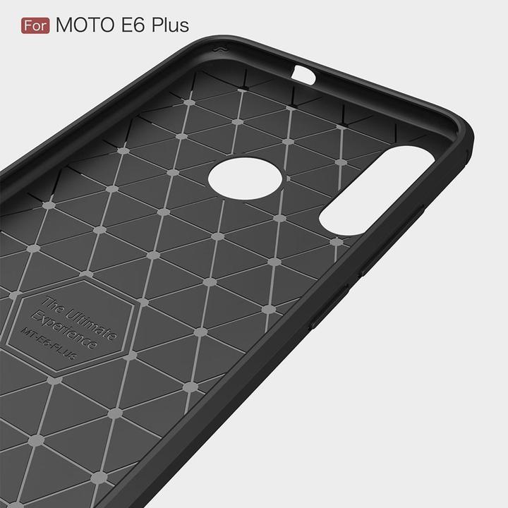 Actual product image König Design Case Mobile Protection for Motorola E6 Plus Case Cover Bumper Carbon Optics TPU Grey (Motorola Moto E6 Plus)