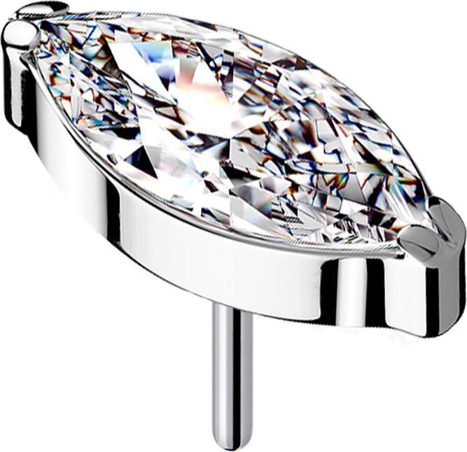 Star Piercing Threadless silber mit Oval Kristall silber (Titan G23, ohne Messing)