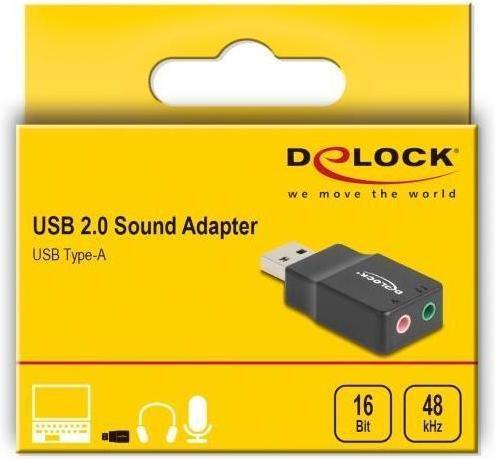 Actual product image Delock External USB sound card with USB-A plug to 2 x 3.5 (USB)