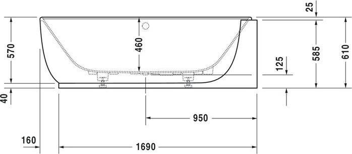 Actual product image Duravit Whirlpool bath LUV 1850x950mm corner re 2 RS white Air-System (2 pers.)