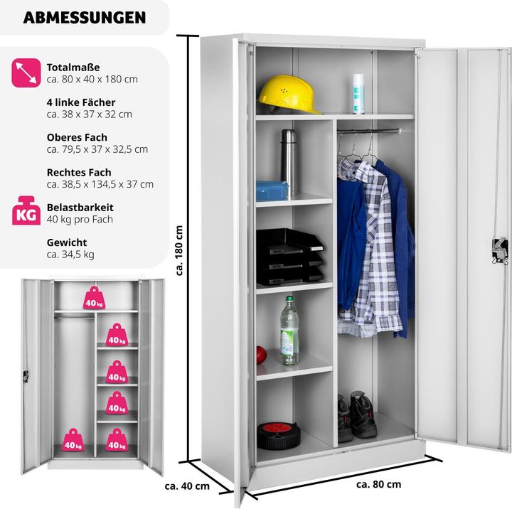 Produktbild tectake Schrank (80 x 40 x 180 cm)