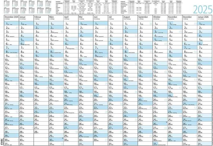 Image du produit Agenda annuel 2025, 86x61cm, calendrier-affiche avec 14 mois sur 1 page, phases de lune (86 x 61 cm, Allemand)