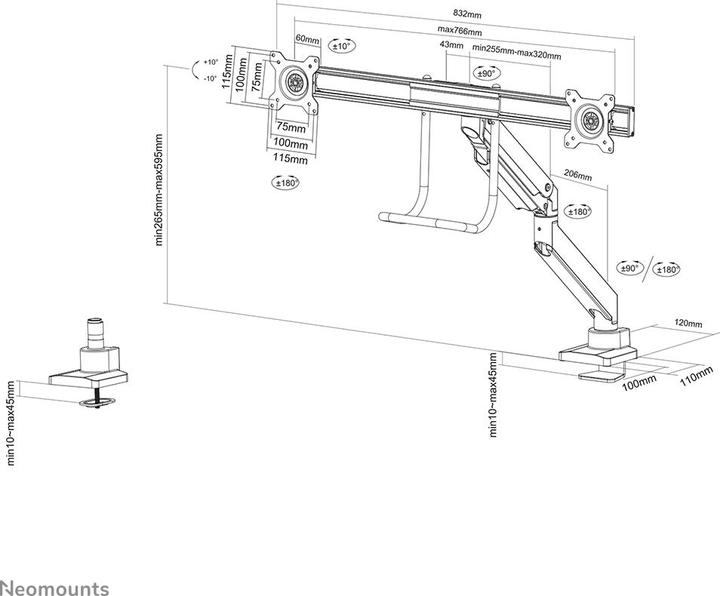 Produktbild Neomounts NM-D775DXBLACK (Tisch, 32")
