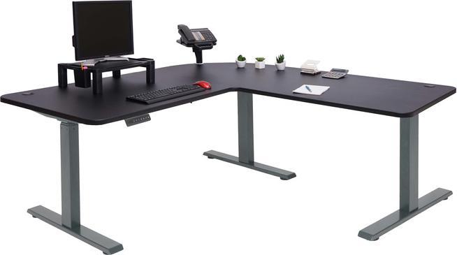 Actual product image Swisshandel24 Corner desk, computer desk, electrically height-adjustable 178x178cm 84kg black, anthracite-grey