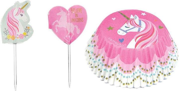 Produktbild Amscan Magische Einhorn Muffinförmchen mit Stäbchen (48er Pack)