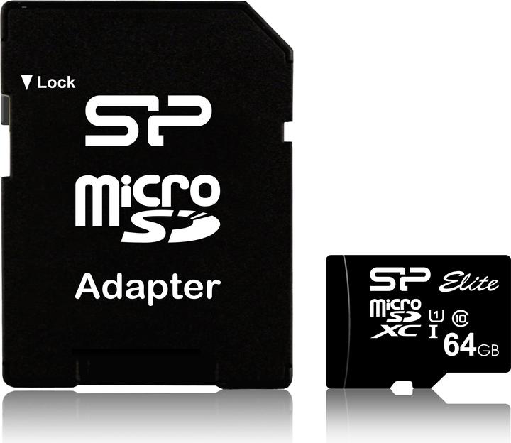Silicon Power Elite UHS-I 64GB microSDXC Ad. SP064GBSTHBU1V10SP (64 GB, microSDXC, U1, UHS-I)