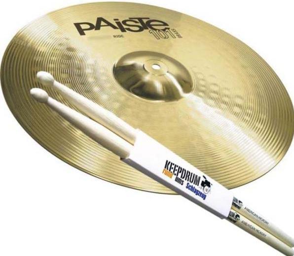 Actual product image Paiste 101 Ride Cymbal 20 with 5A KD Drumsticks (20", Cymbal)