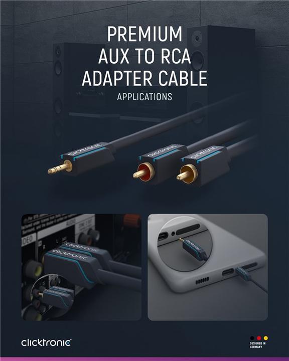 Actual product image Goobay Clicktronic MP3 adapter cable (5 m, 3.5mm jack (AUX), Cinch)