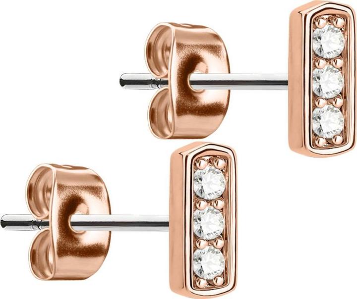 Image du produit Star Piercing Boucles d'oreilles en or rose avec trois cristaux (Acier chirurgical 316L, Laiton)