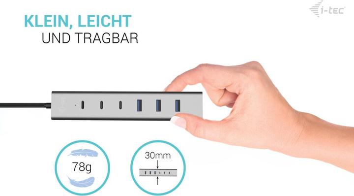 Immagine prodotto i-tec Cahubmetal7 (USB-C, USB-A, 7 Porti)