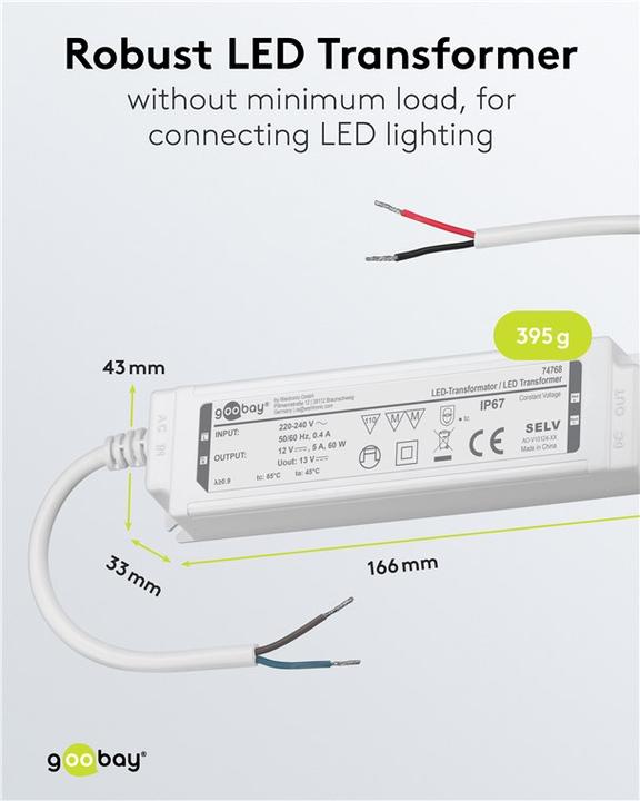 Actual product image Goobay LED-Trafo 12 V DC, 60 W, IP67