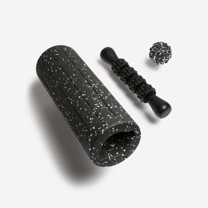 Immagine prodotto Decathlon Set da massaggio 3 in 1: rullo liscio, sfera e bastone nero