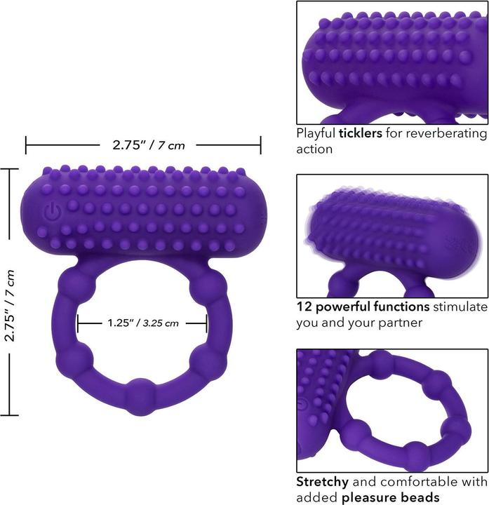 Actual product image CalExotics Silicone Rechargeable 5 Bead Maximus® Ring (6.99 cm)