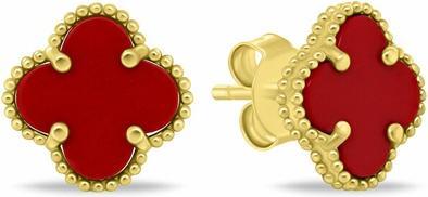 Brilio Silver - Beautiful gold-plated earrings Four leaves EA1157YR