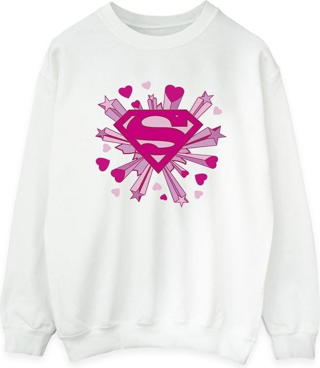 Superman Pink Hearts And Stars Logo Sweatshirt (M)