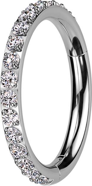 Produktbild Star Piercing Micro Segmentring klappbar silber seitlich Kristalle silber (ohne Messing, Titan G23)
