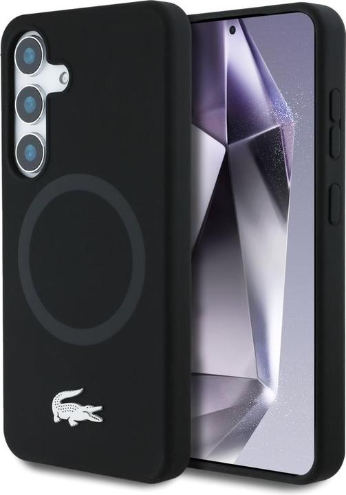 Image du produit Lacoste Case Silicone Microfiber W/ Silver Croc Logo MagSafe for Samsung Galaxy S25 black (Samsung Galaxy S25 Ultra)