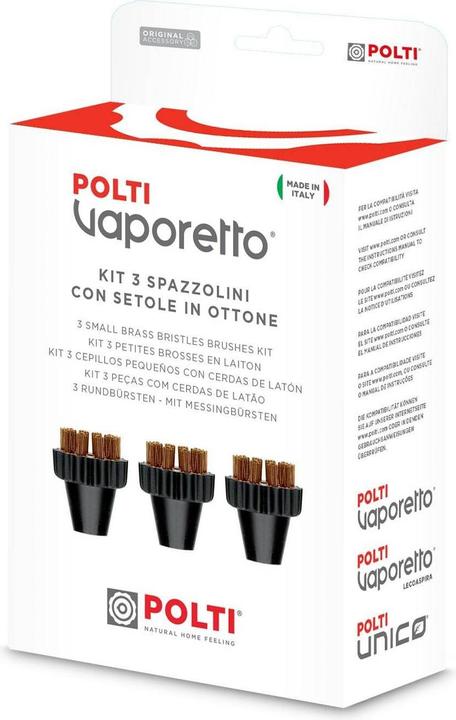 Image du produit Polti 3 petites brosses en laiton Kit PAEU0297 Vaporetto Lecoaspira Unico Convient aux modèles Vaporetto