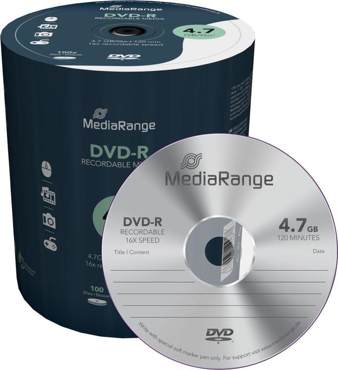 Produktbild MediaRange DVD-R Medien 4.7GB,16x,100er Sp (100 x)