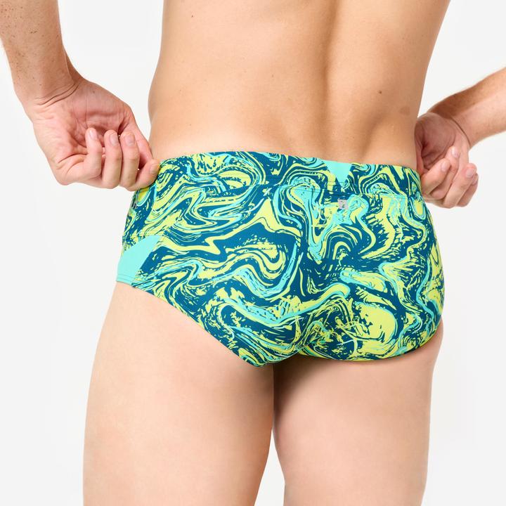 Produktbild Nabaiji Badehose Slip Herren Kastenform - 900 Print gelb/grün (XXL)