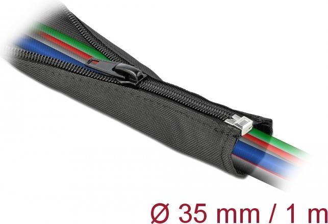Immagine prodotto Delock Guaina per cavi 1 m x 35 mm, con cerniera Nero (Tubo cavi, 100 cm)