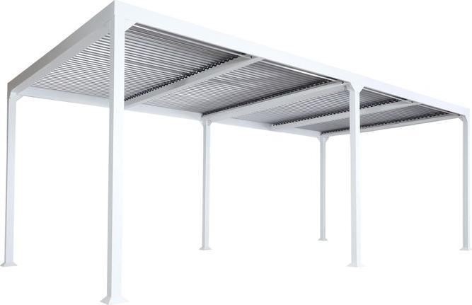 Produktbild Mendler Alu Pergola HWC-L41, Lamellen-Pavillon, stabiles 8cm-Metall-Gestell 3x6m - weiss (300 cm, 600 cm)