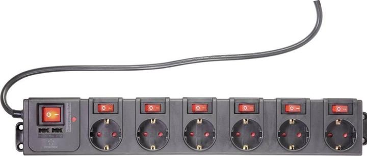 Produktbild Renkforce 615C-CMB-SUSB Steckdosenleiste mit Schalter Schwarz Schutzkontakt (6 x, CEE 7/3, 1.50 m)