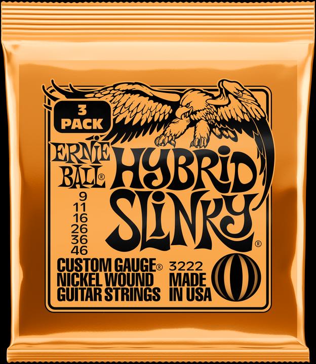Ernie Ball Set of strings, Slinky Nickel 3-pack, Hybrid 09-46 (6 x, Electric guitar, 0.05")