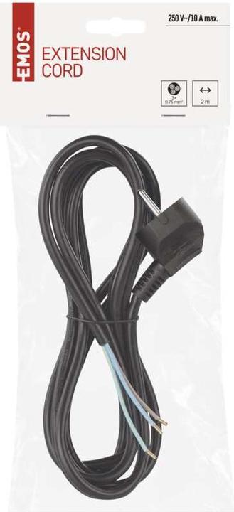 Produktbild Emos Netzkabel PVC 3x 0,75mm2, 2m, schwarz (2 m)