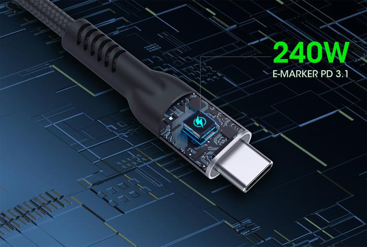 Produktbild Manhattan USB 2.0 Typ C EPR Ladekabel 240 W / PD 3.1 (2 m, USB 2.0, 240 W)