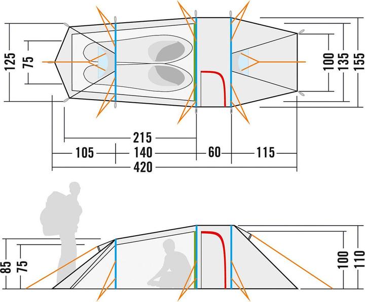Image du produit Tatonka Tente Obiska (Tente tunnel, 2.70 kg, 2 personnes)