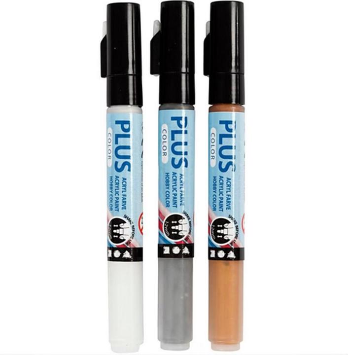 Actual product image Creativ Company Acrylic Marker Plus Color 1-2 mm Set of 3, White/Silver/Gold (White, Gold, Silver, 2 mm, 3 x)