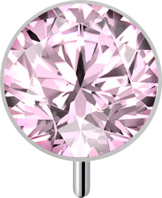 Produktbild Star Piercing Threadless Halbkugel silber front mit Kristall pink (ohne Messing, Titan G23)
